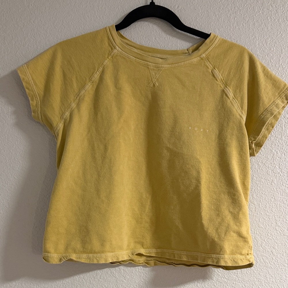 Roxy Mustard Yellow Short Sleeve Tee Crop, XS